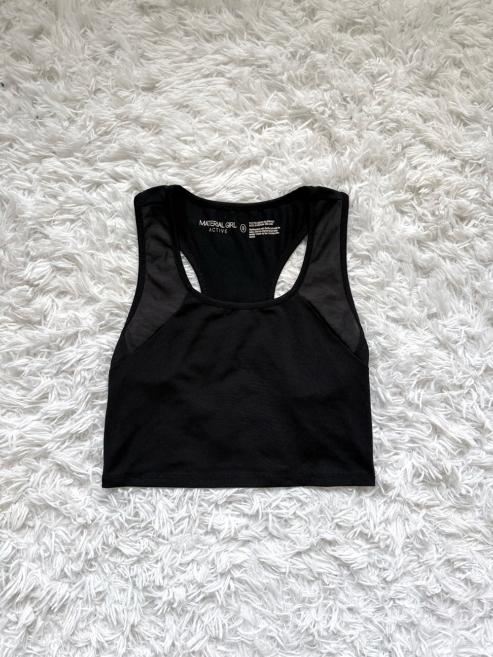 Material Girl Black Cropped Sports Tank